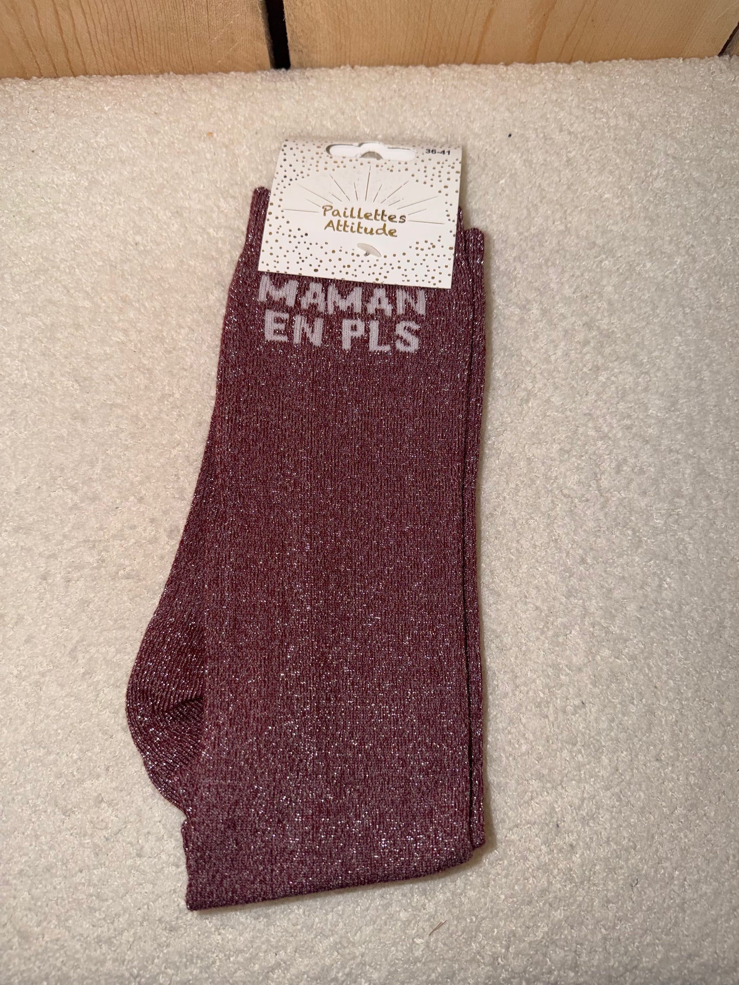 Chaussettes Paillettes "Maman en PLS"