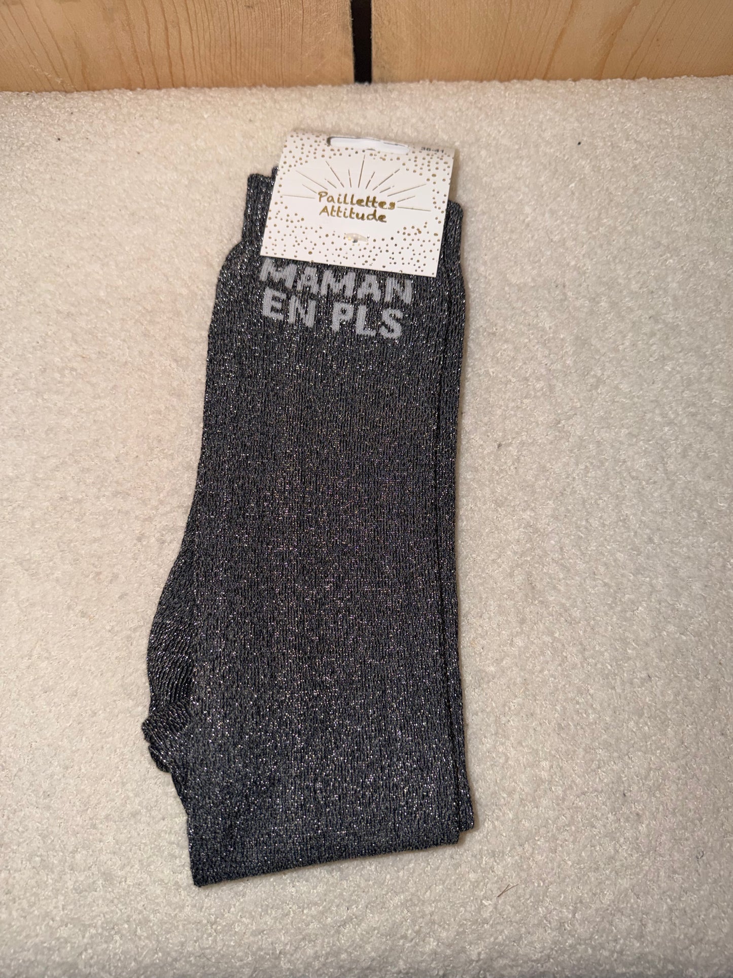 Chaussettes Paillettes "Maman en PLS"