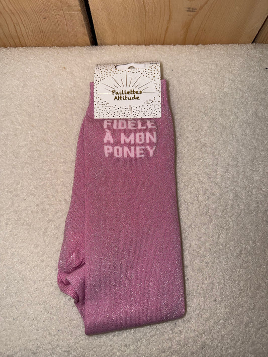 Chaussettes Paillettes "Fidèle à mon poney"