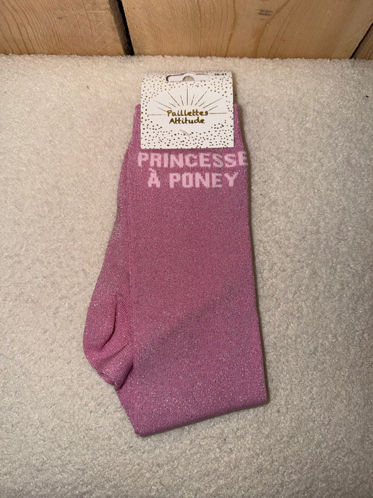 Chaussettes Paillettes "Princesse à poney"