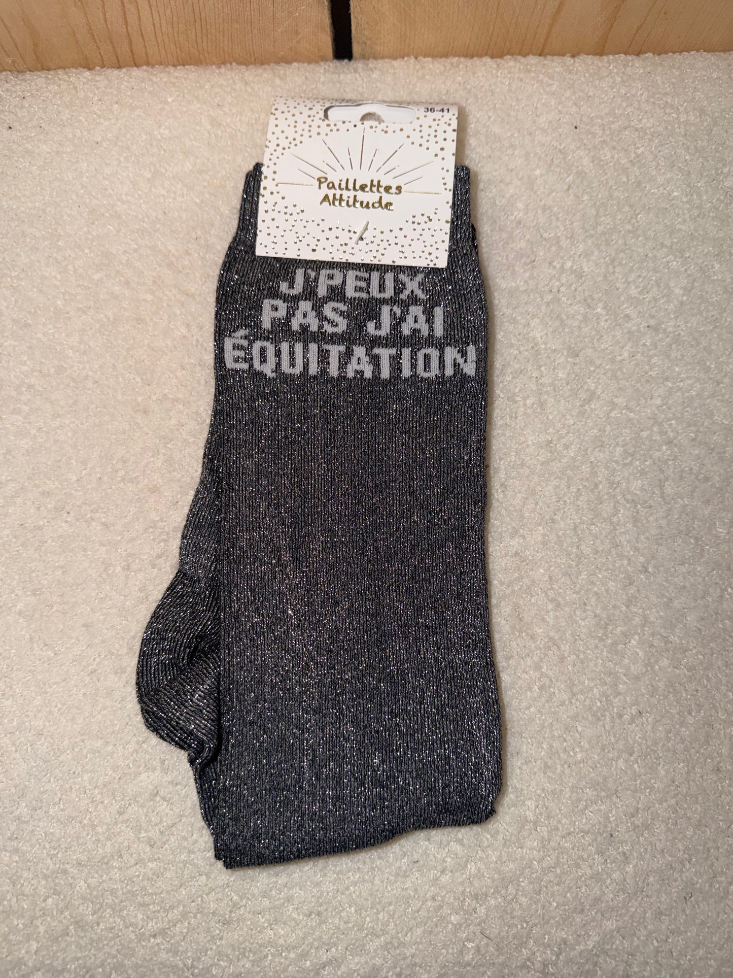 Chaussettes Paillettes "J'peux pas j'ai équitation"