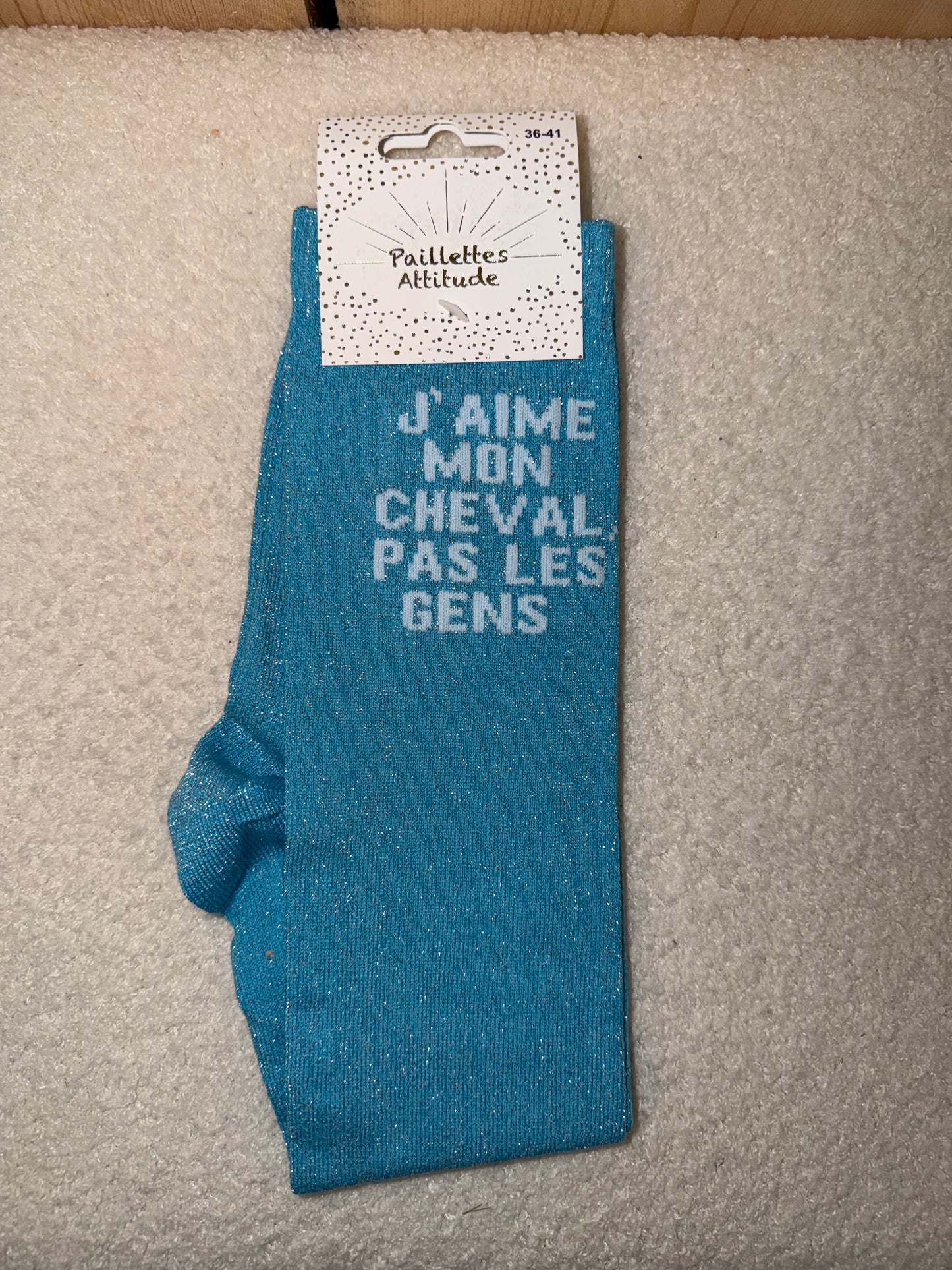 Chaussettes Paillettes "J'aime mon cheval, pas les gens"