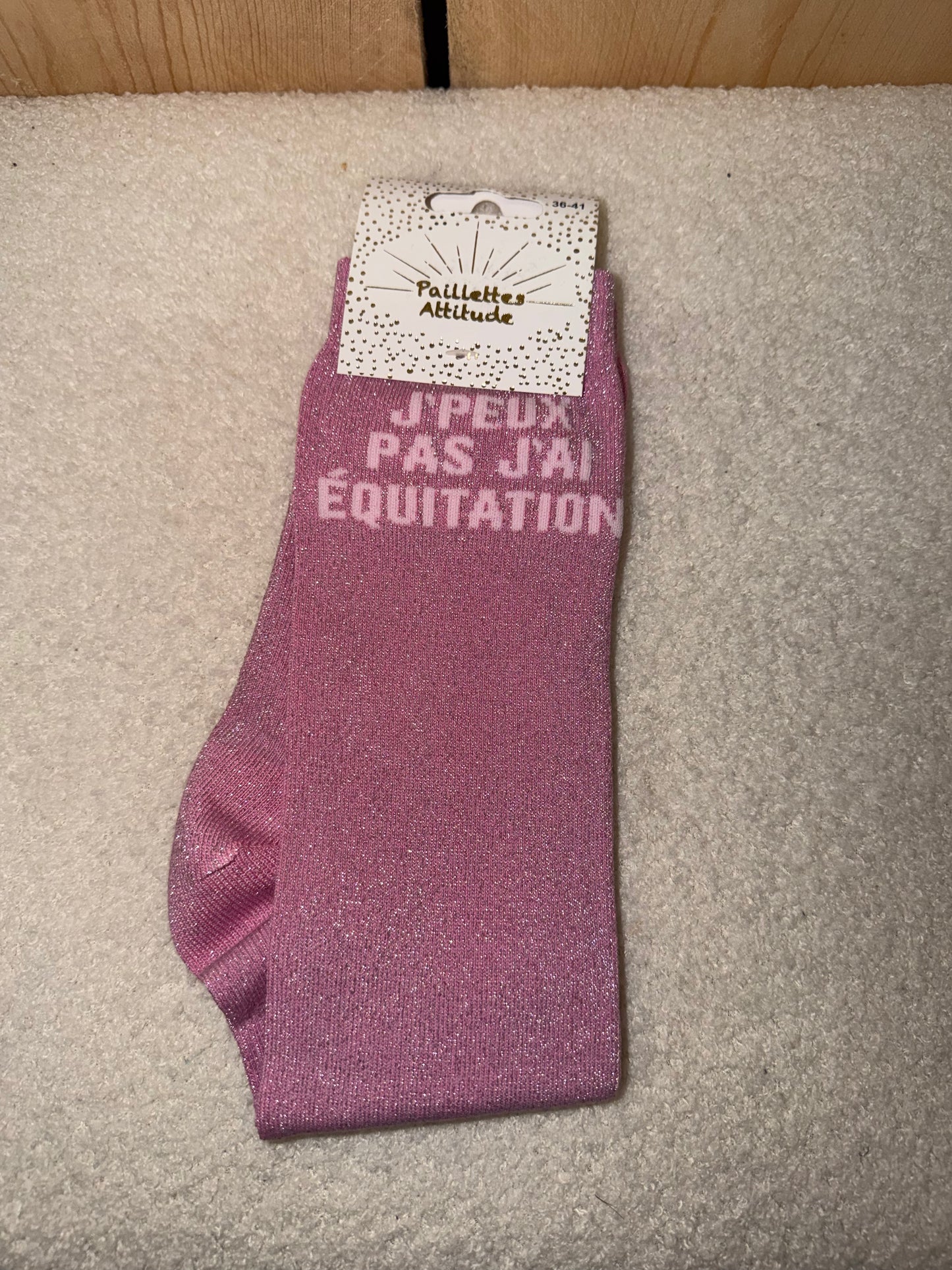 Chaussettes Paillettes "J'peux pas j'ai équitation"