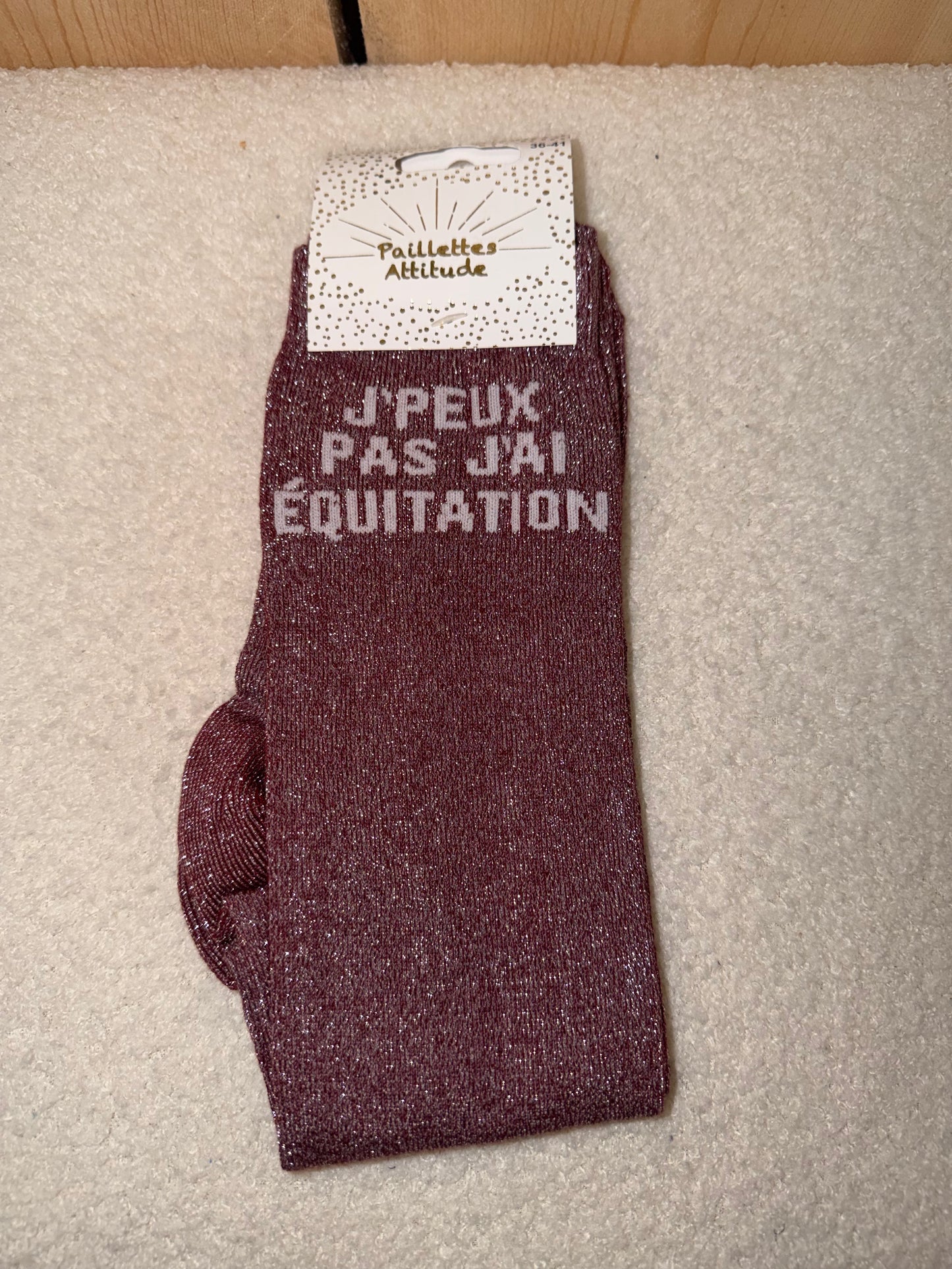 Chaussettes Paillettes "J'peux pas j'ai équitation"