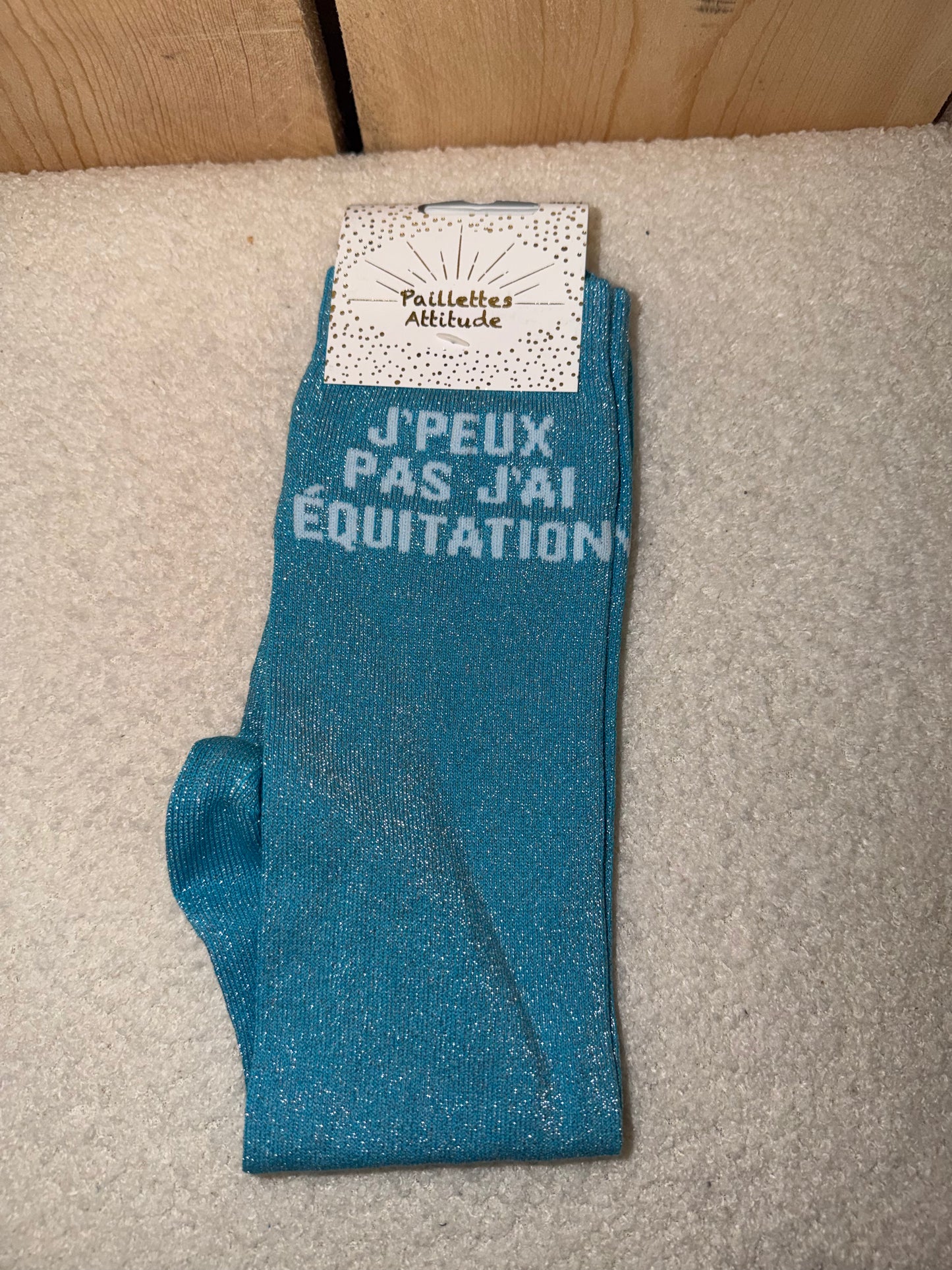 Chaussettes Paillettes "J'peux pas j'ai équitation"