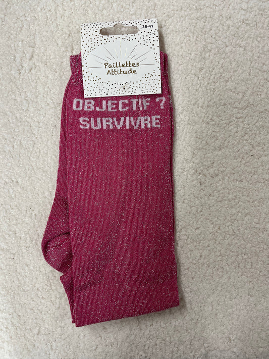 Chaussettes Paillettes "Objectif survivre"