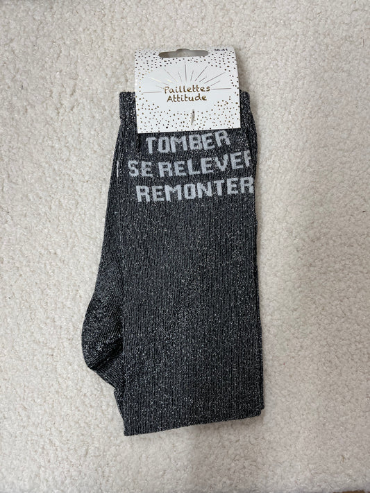 Chaussettes Paillettes "Tomber, se relever, remonter"