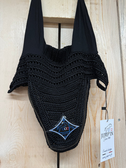 Bonnet Jump'in "Ecusson" - Noir verni noir écusson bleu roi