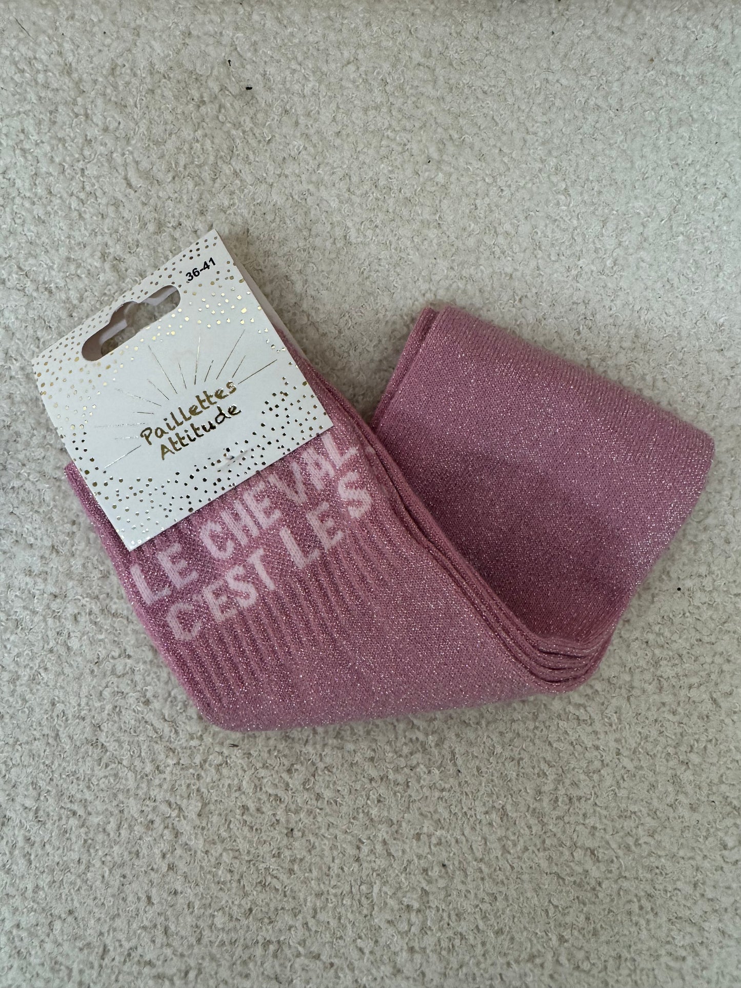 Chaussettes Paillettes "Le cheval c'est le S"