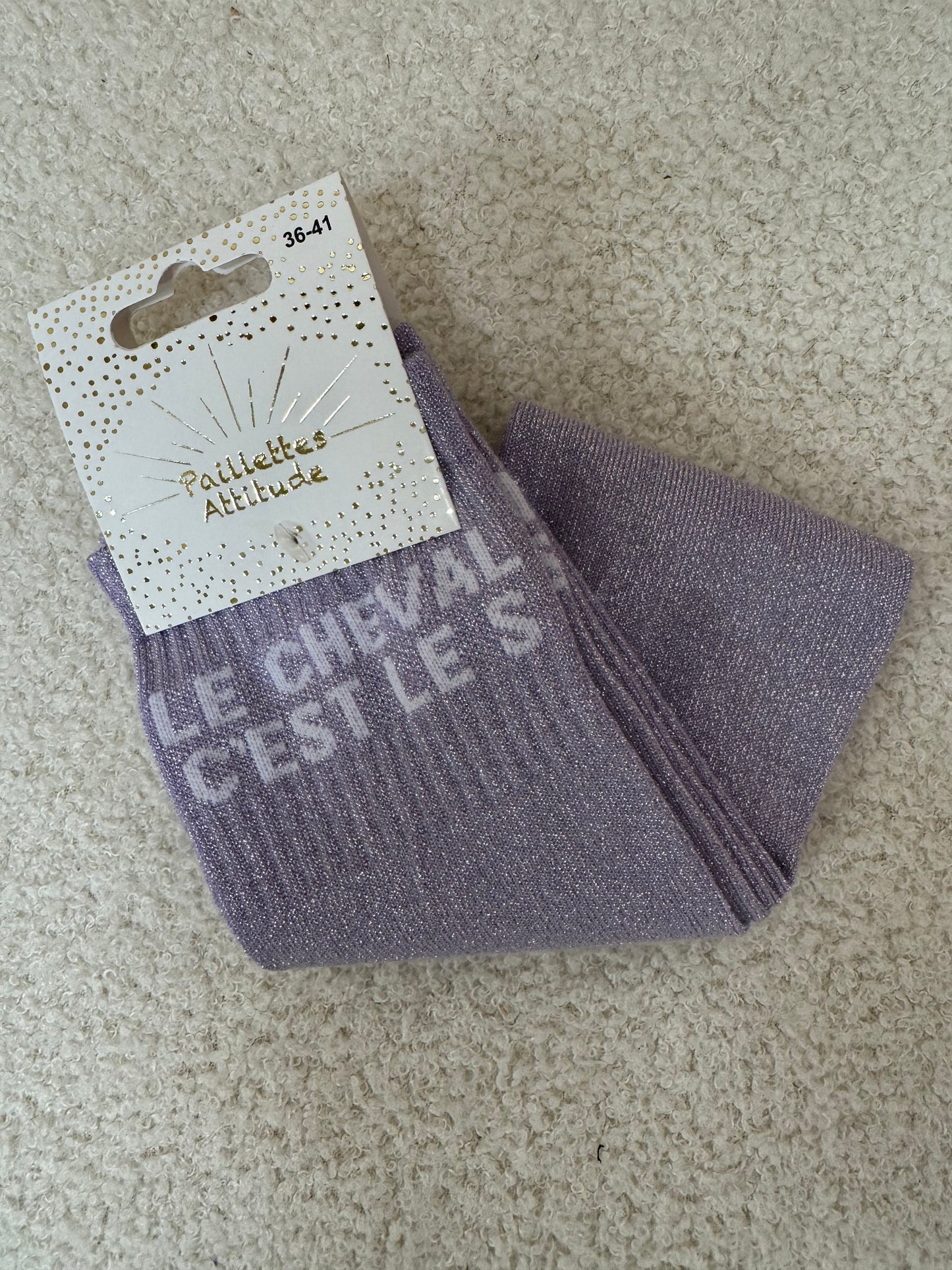 Chaussettes Paillettes "Le cheval c'est le S"