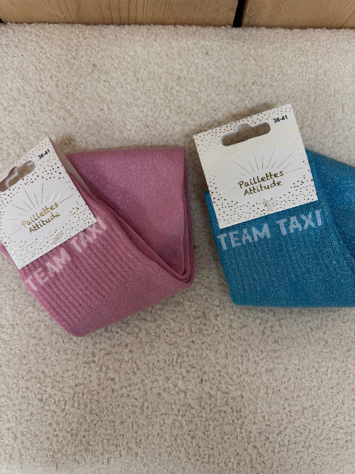 Chaussettes Paillettes "Team Taxi"