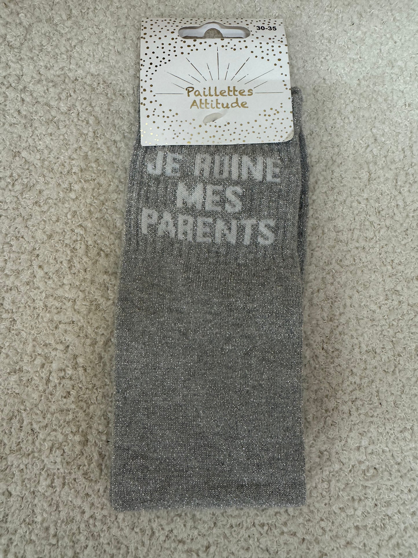 Chaussettes Paillettes " Je ruine mes parents" - Enfant 30/35