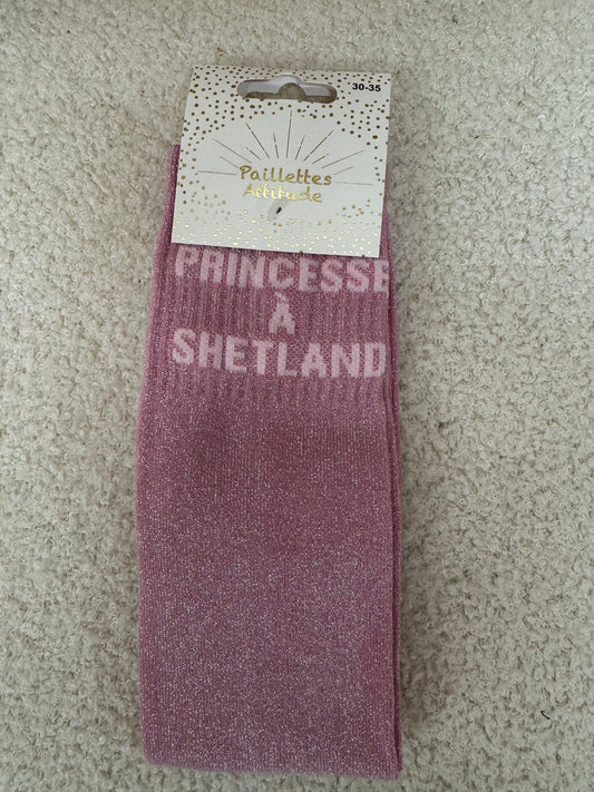 Chaussettes Paillettes " Princesse à shetland" - Enfant 30/35