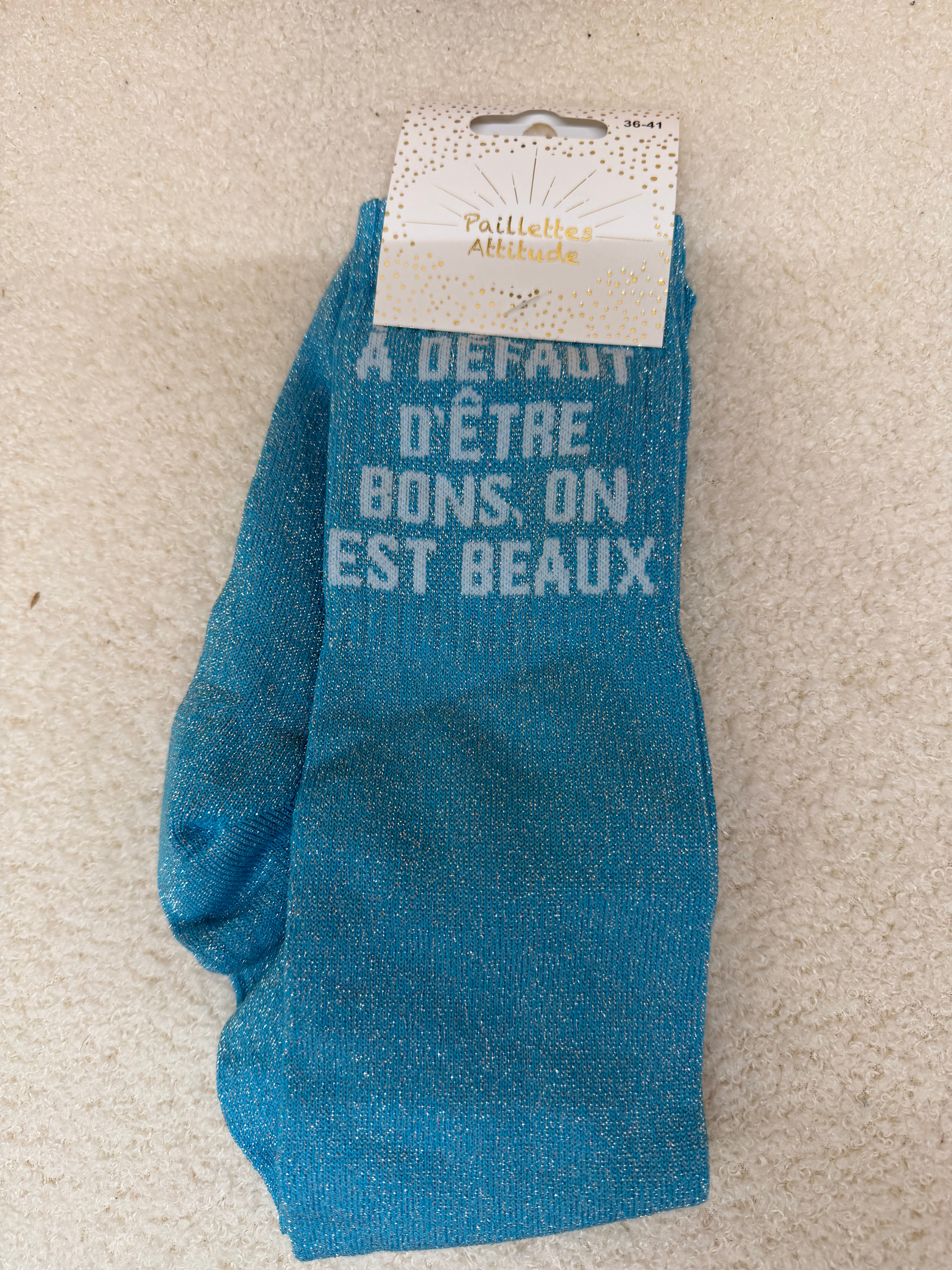 Chaussettes Paillettes "Zéro Défaut" - Taille 36-42, Bleu Étincelant - Chaudes Et Stylées Pour L'Hiver