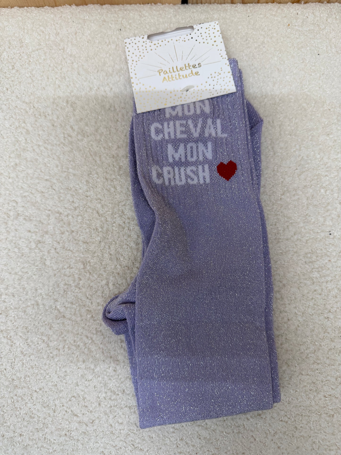 Chaussettes Paillettes "Mon cheval mon crush ❤️"