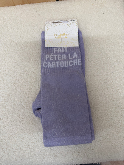 Chaussettes Paillettes "Fait péter la cartouche"