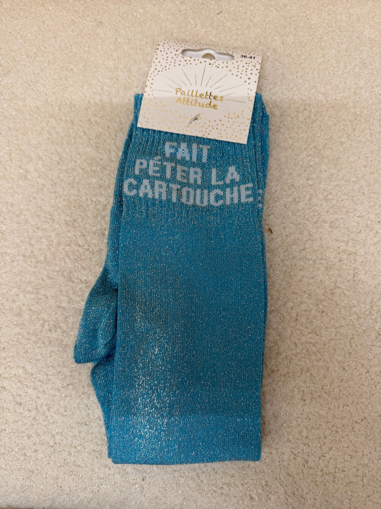 Chaussettes Paillettes "Fait péter la cartouche"