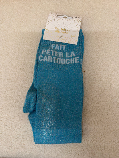 Chaussettes Paillettes "Fait péter la cartouche"
