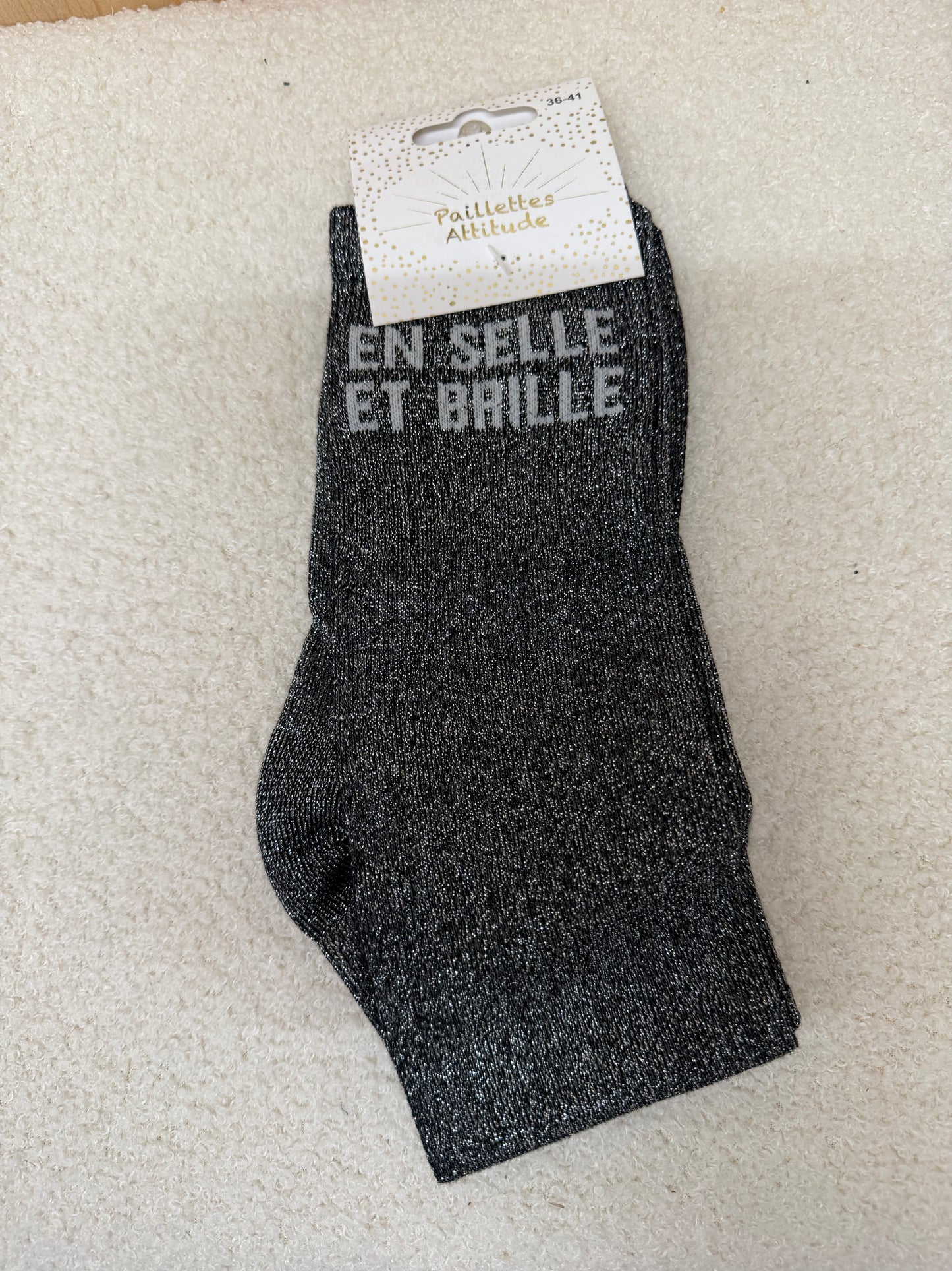 Chaussettes Paillettes "En selle et brille"
