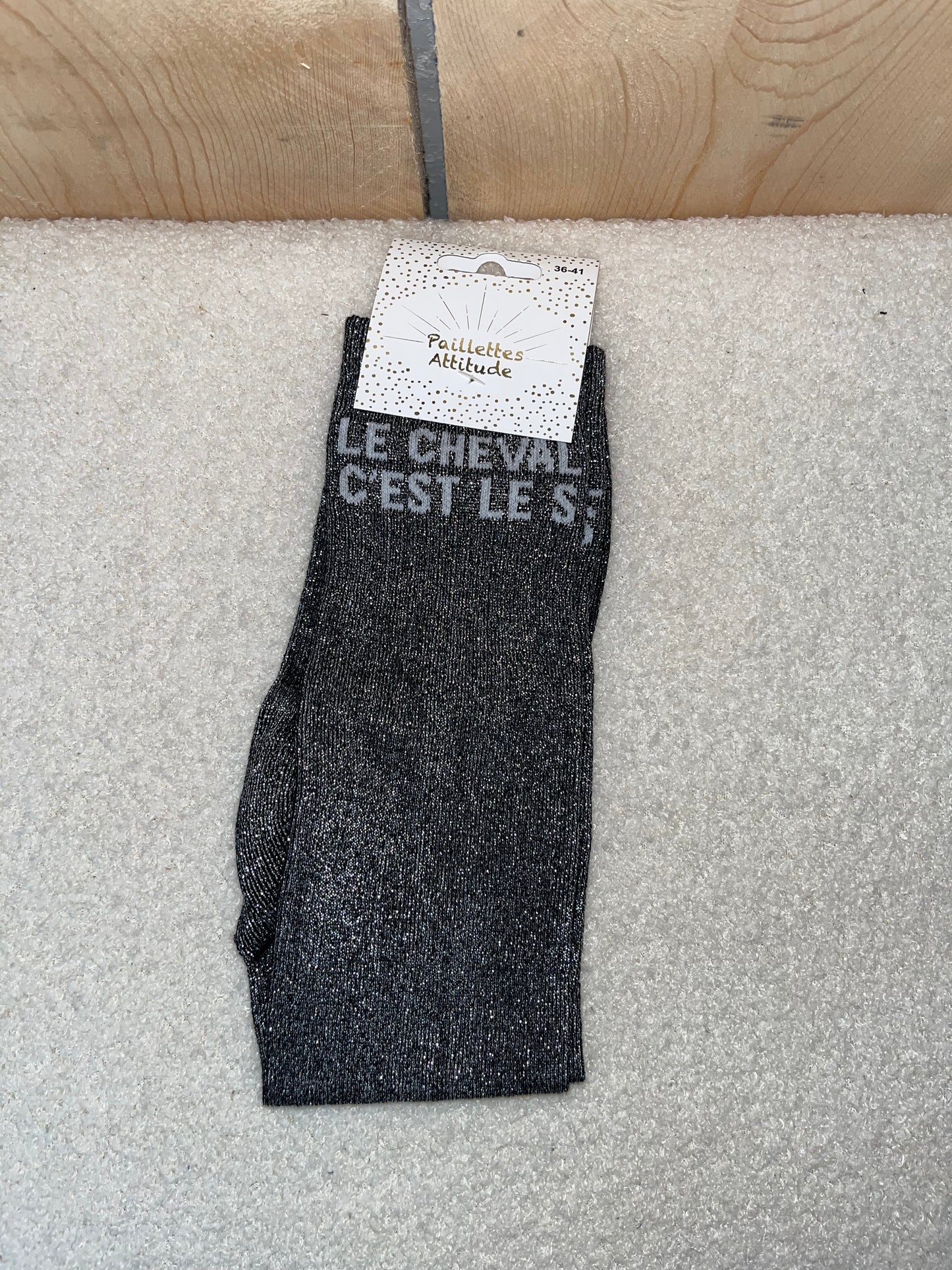 Chaussettes Paillettes "Le cheval c'est le S"