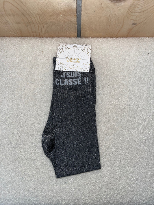 Chaussettes Paillettes "J'suis classée"