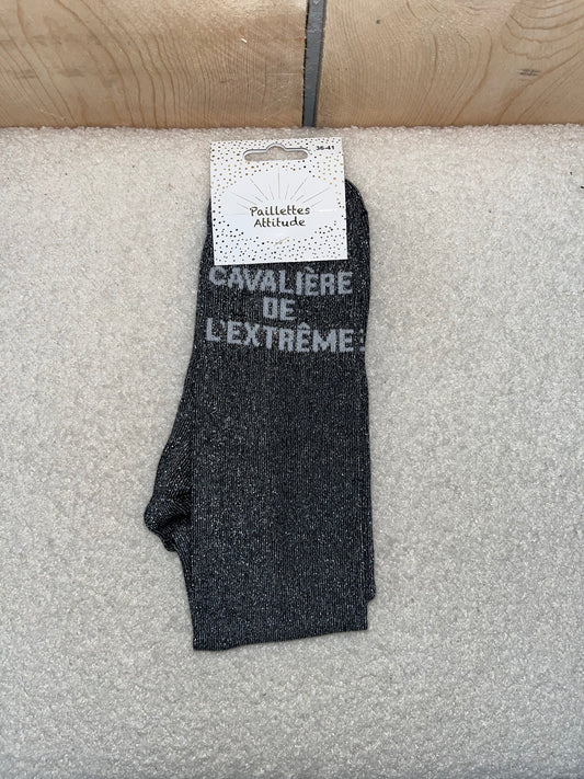 Chaussettes Paillettes "Cavalière de l'extrême"