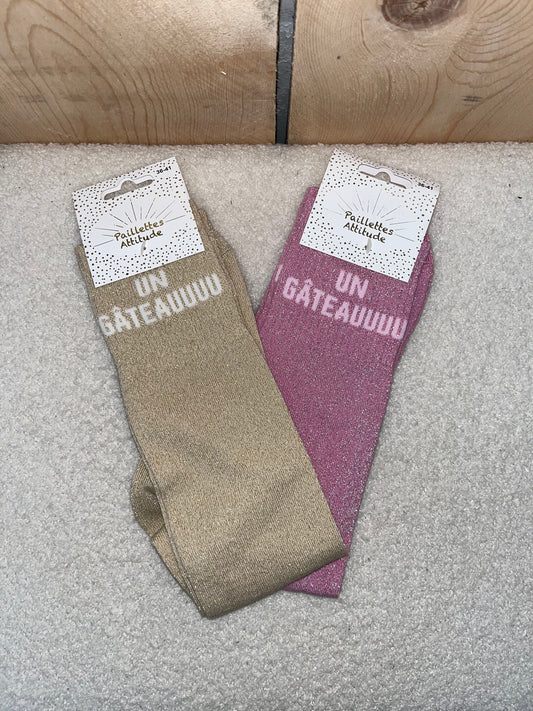 Chaussettes Paillettes "Un Gâteauuu"