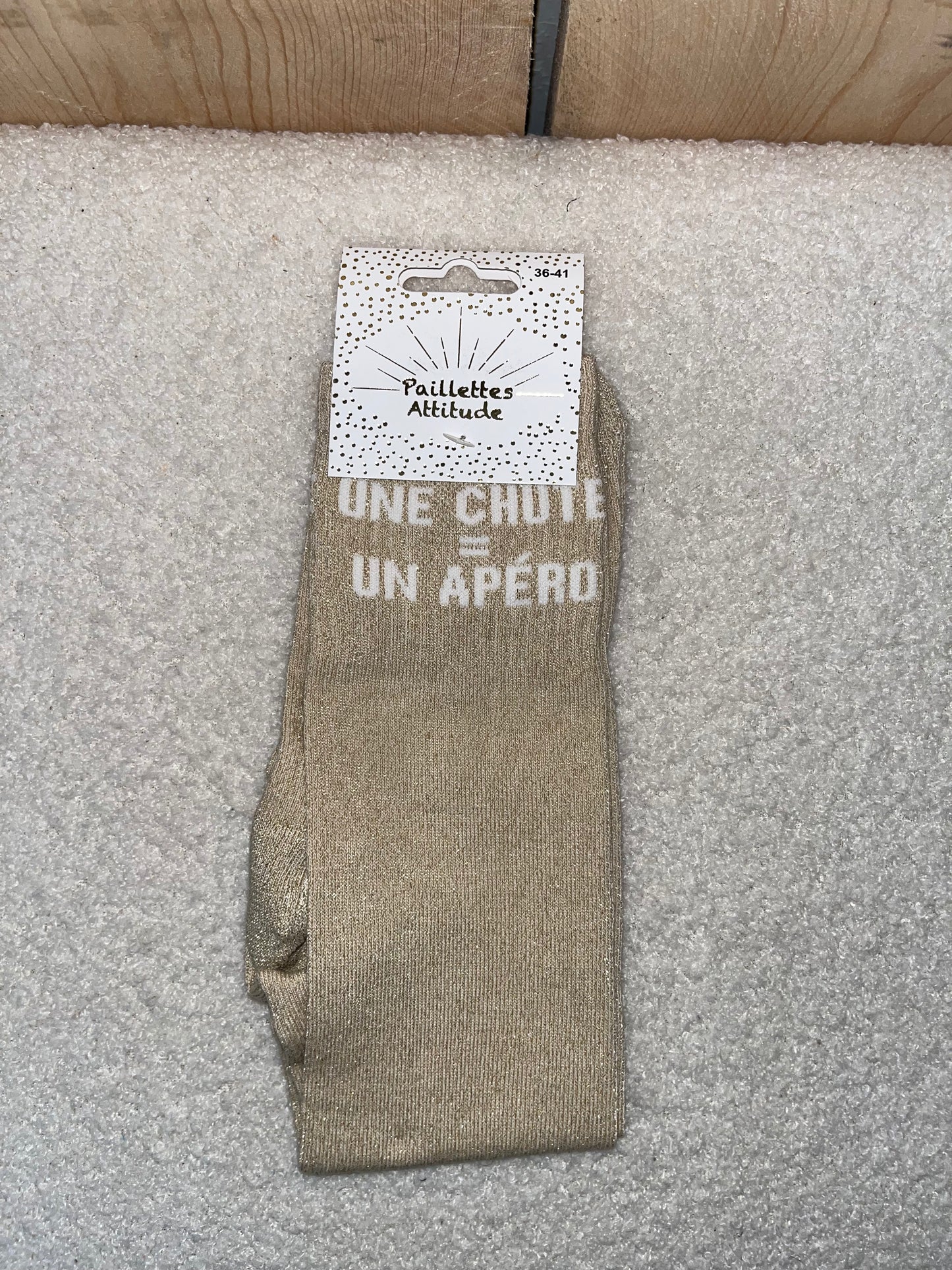 Chaussettes Paillettes "une chute = un apéro"
