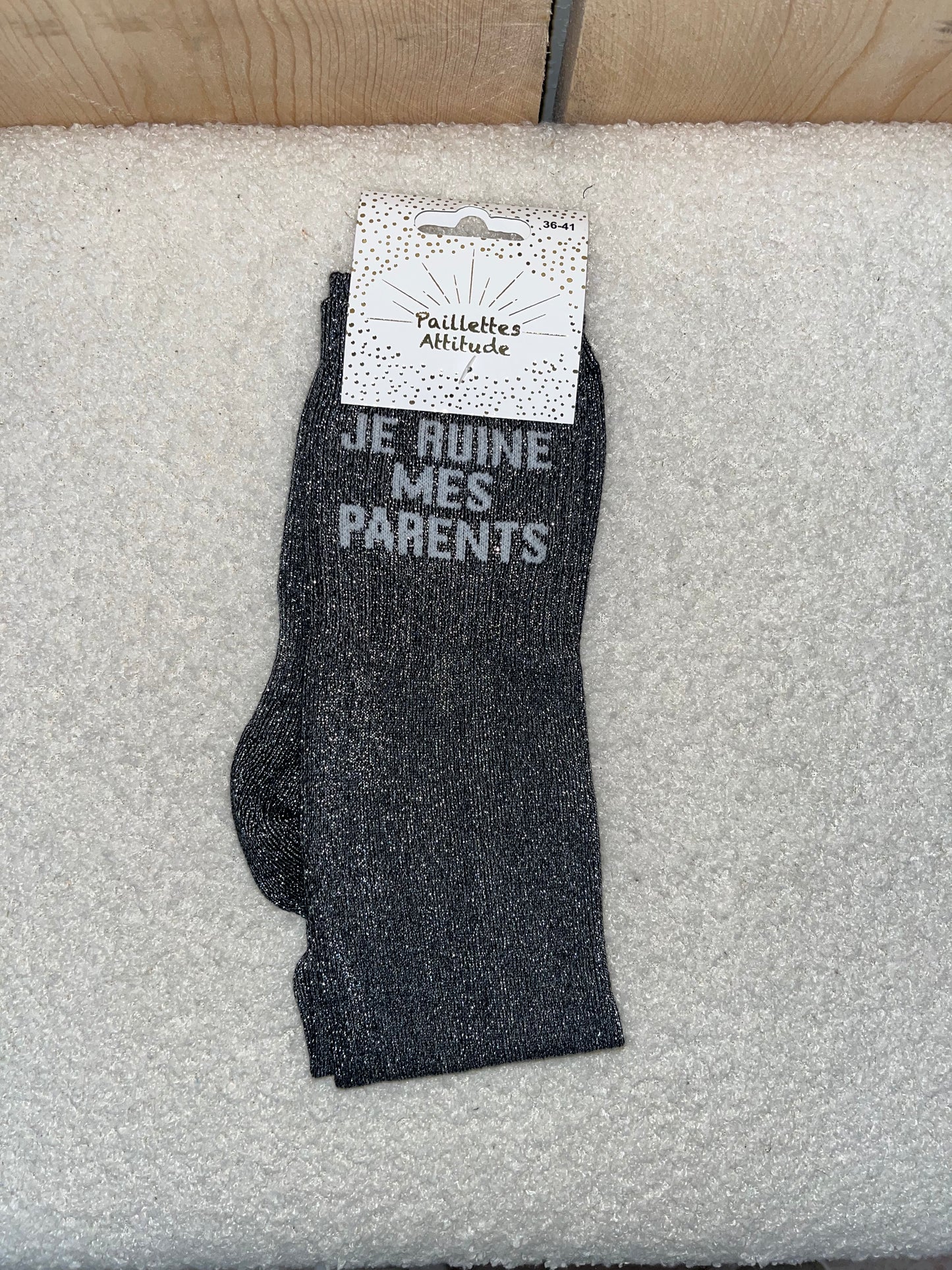 Chaussettes Paillettes " Je ruine mes parents"