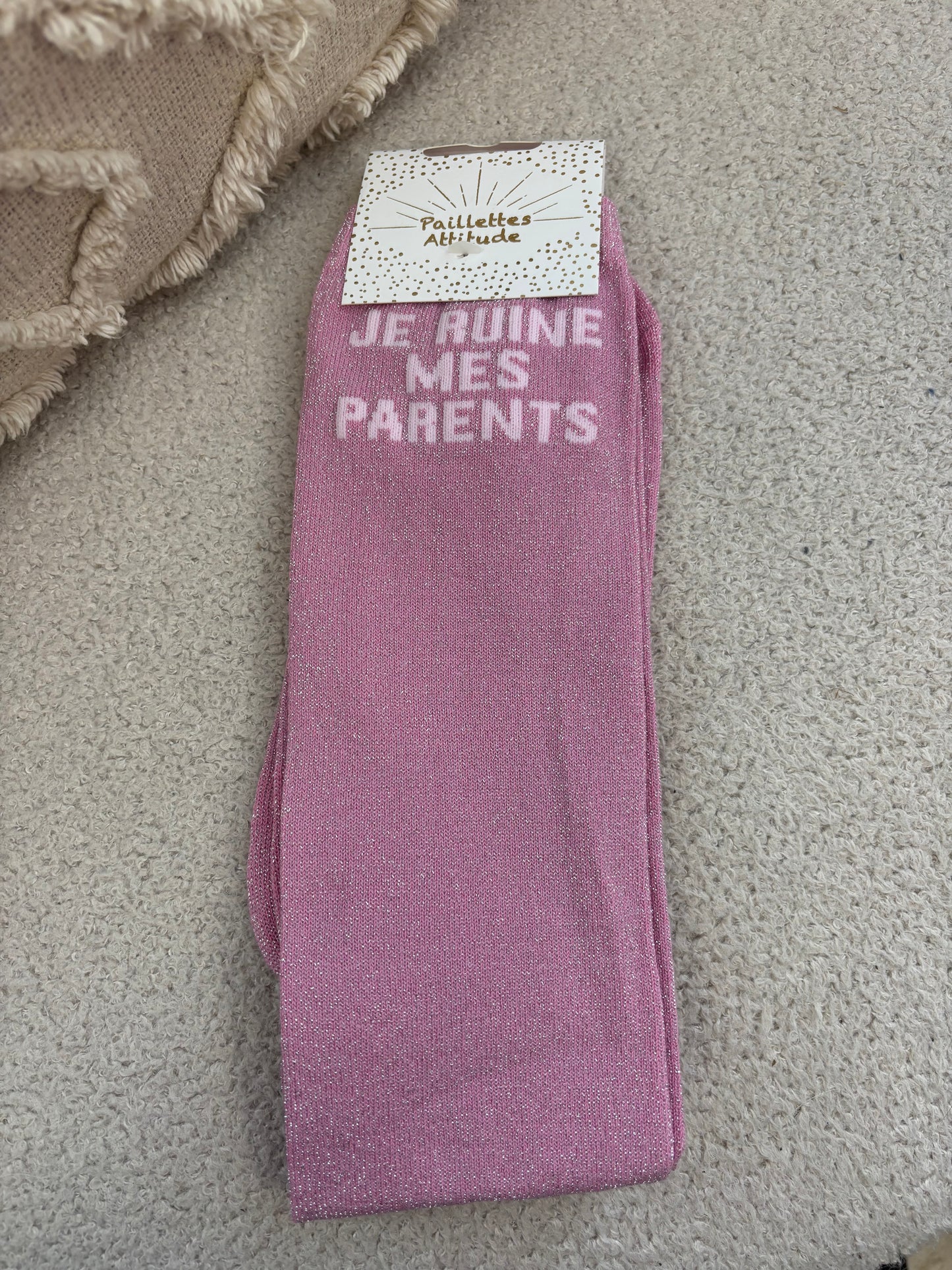 Chaussettes Paillettes " Je ruine mes parents"