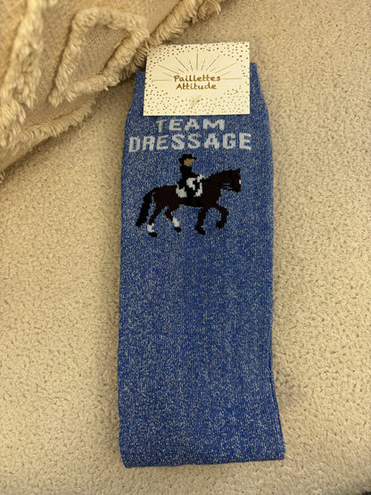 Chaussettes Paillettes "Team dressage" + logo