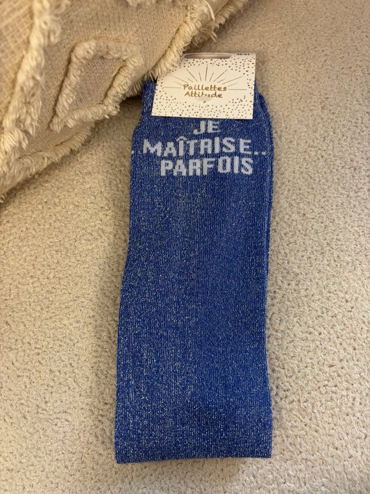 Chaussettes Paillettes "Je maîtrise…parfois"
