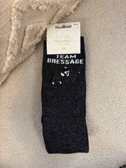 Chaussettes Paillettes "Team dressage" + logo