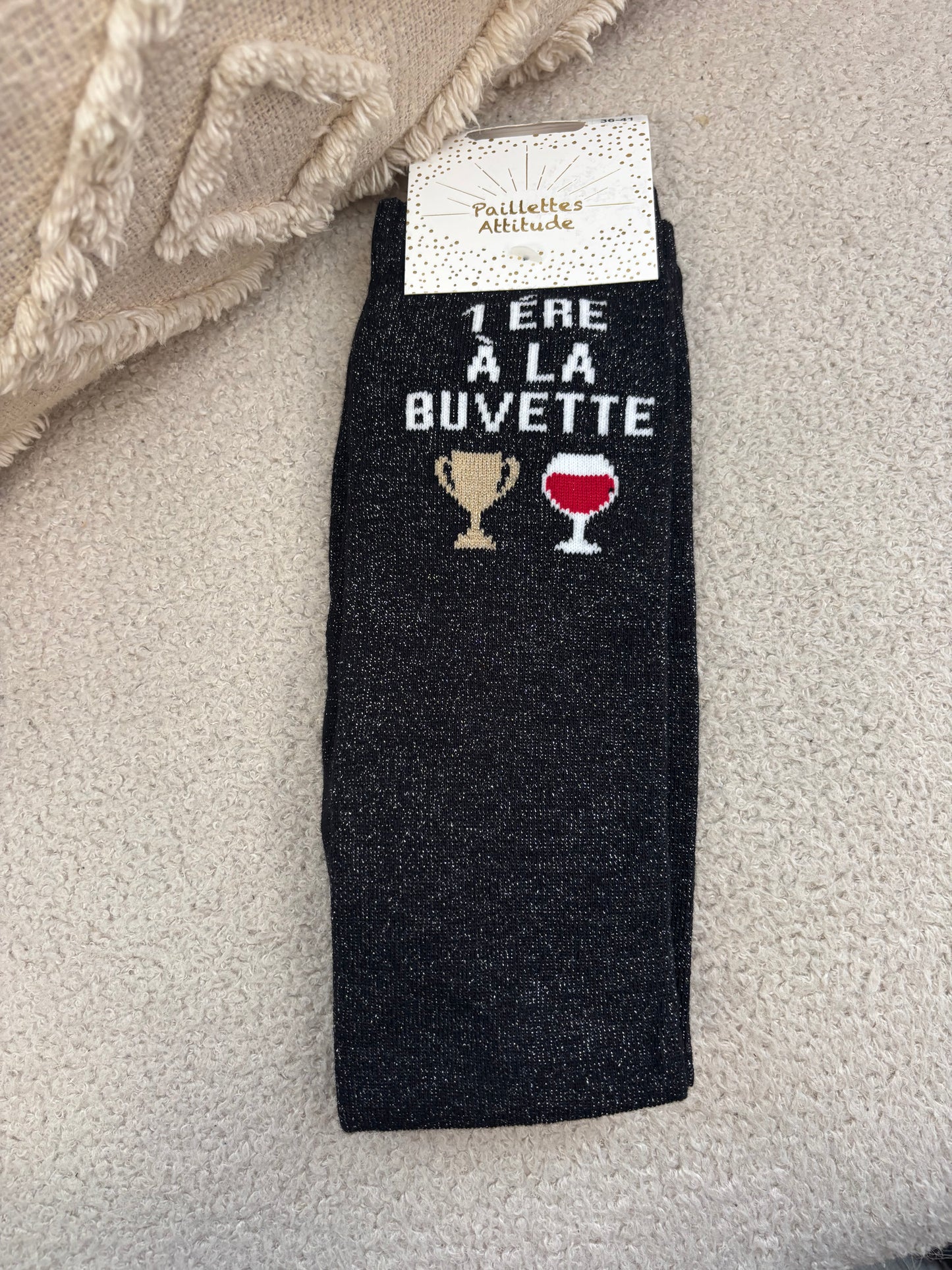 Chaussettes Paillettes "1 Ére à la buvette"
