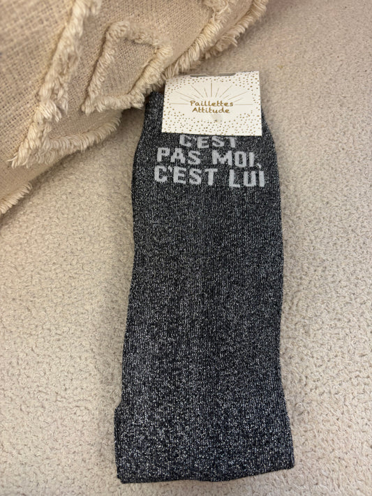 Chaussettes Paillettes "C’est pas moi, c’est lui"