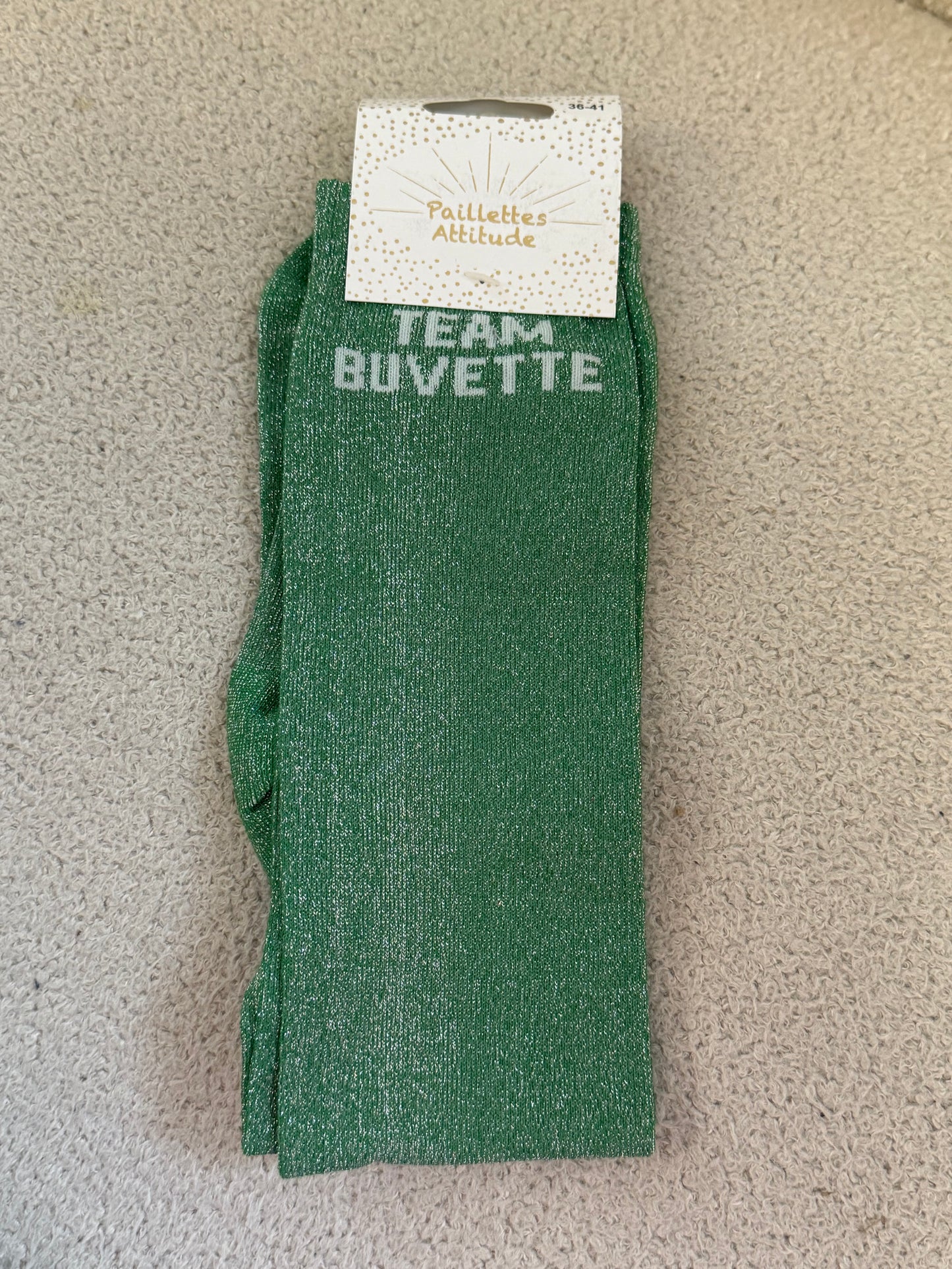 Chaussettes Paillettes "TEAM buvette"