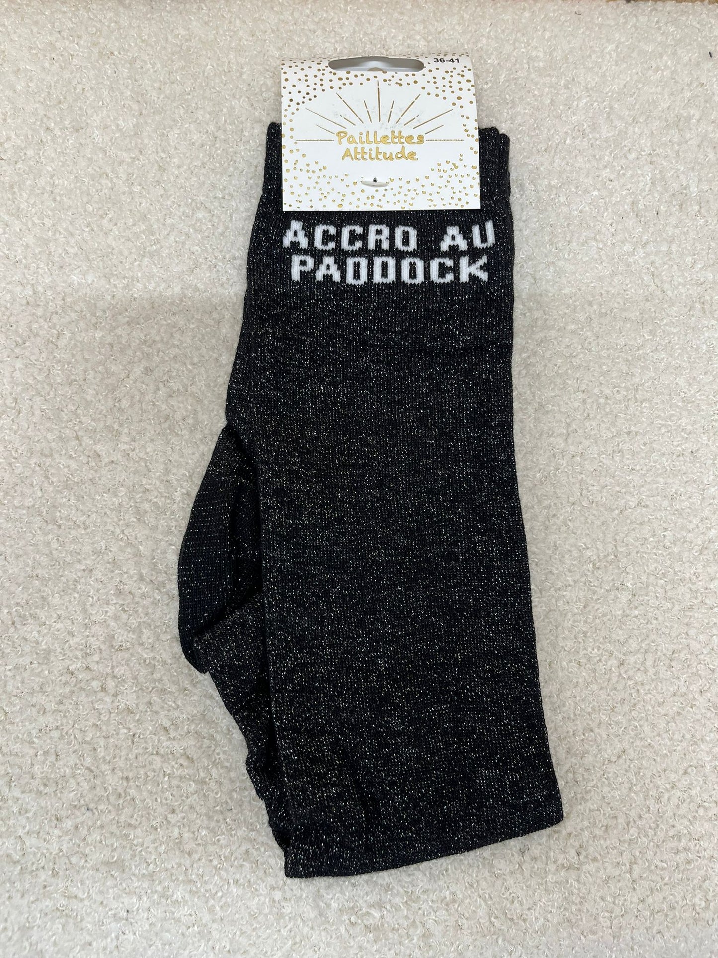 Chaussettes Paillettes "Accro au paddock"