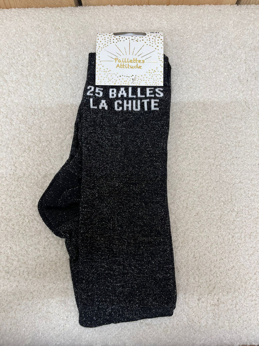 Chaussettes Paillettes "25 balles la chute"