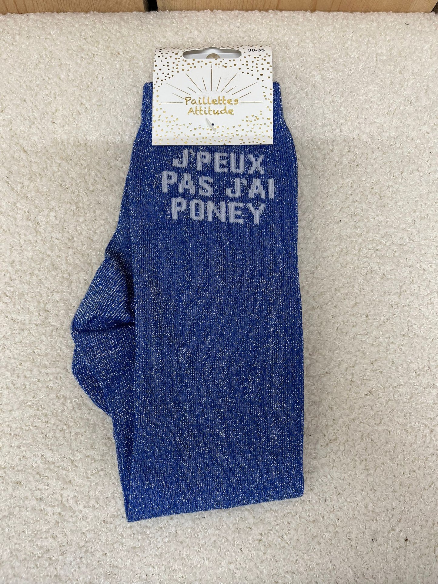 Chaussettes Paillettes "J'peux pas, j'ai poney" 30/35