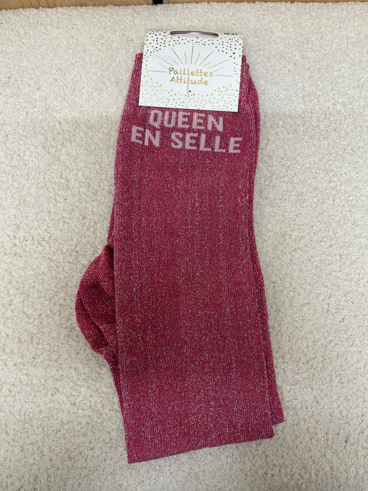 Chaussettes Paillettes "Queen en selle"