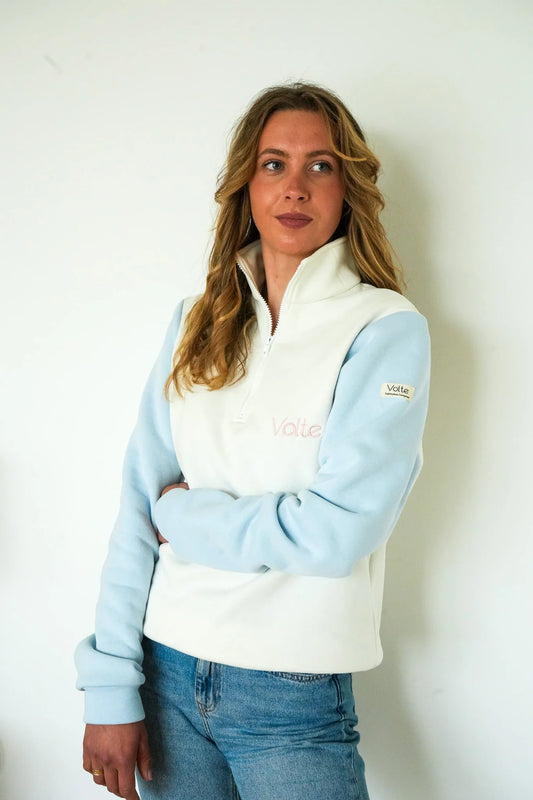 Pull camionneur Volte "Le Colorblock" -Blanc/Bleu