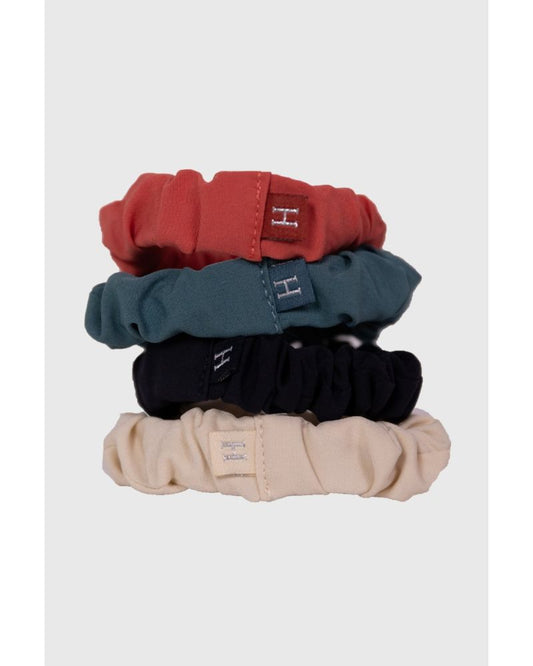 Bibi elastiques pour cheveux (pack de 4) - Navy/Shell/Peacock/Grapefruit