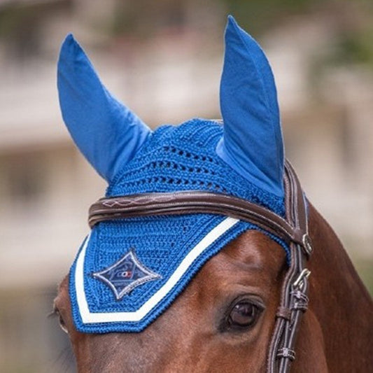 Bonnet Jump'in "Ecusson" - Bleu roi / Verni blanc