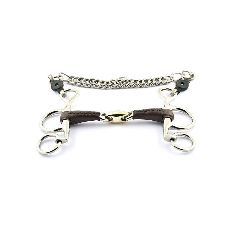 Mors recouvert de cuir Pelham petites branches double brisure - Jump'in
