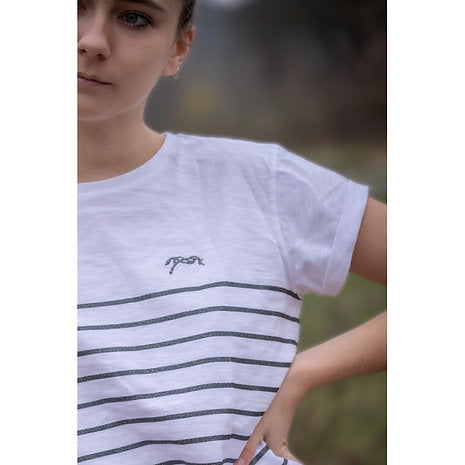 T-Shirt Harlem - Blanc & Lurex Gris- Pénélope Leprévost
