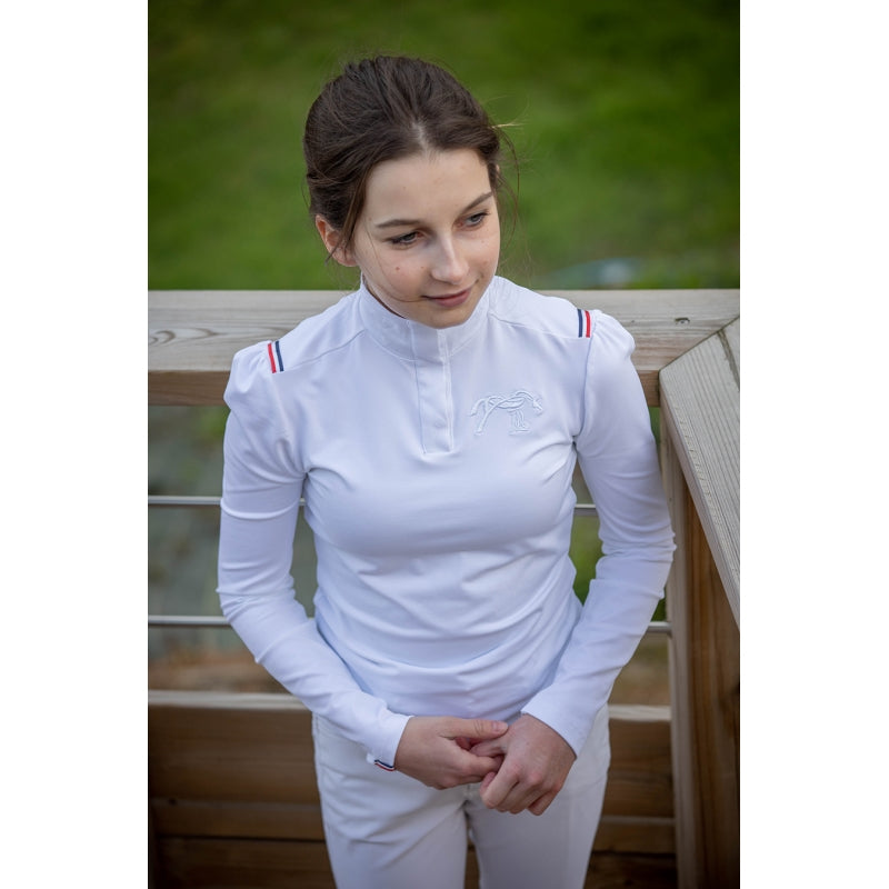 Polo de Concours Bruges Blanc & Galon Tricolore - Enfant